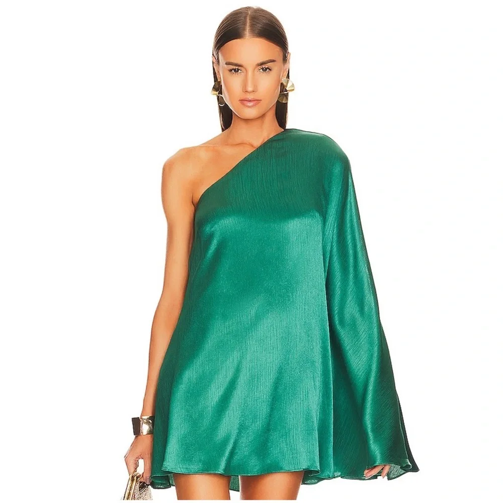 MICHAEL COSTELLO x REVOLVE Barbara One Shoulder Mini Dress - Emerald
